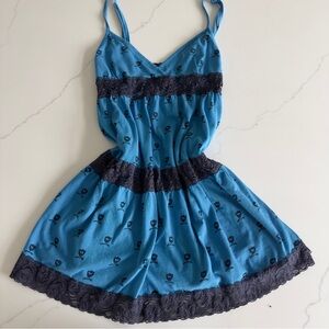 PINK Victoria's Secret Blue and Black Mini Dress with Lace